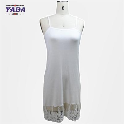 China Fashion casual spaghetti strap girls lace slip mature women 100% cotton white dress in cheap price for sale