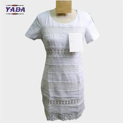 China Hollow out collar white short sleeve print fashion girls one piece dress dresses women sexy made in China for sale