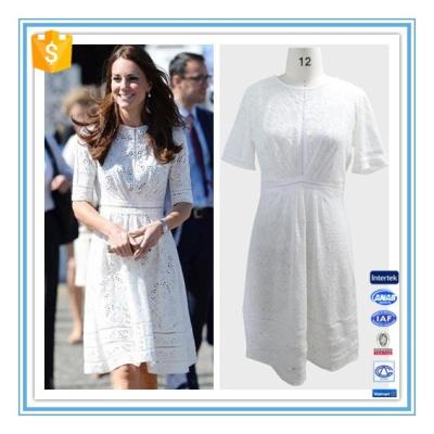 China European Summer Fashion Elegant White Lace Cotton Dress Pattern Wholesale for sale