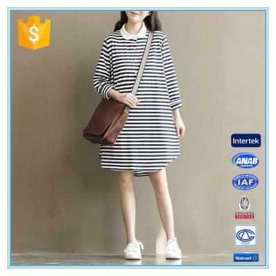 China Polo Shirt Design Winter Korean Striped Dresses New Fashion Lady Dress for sale