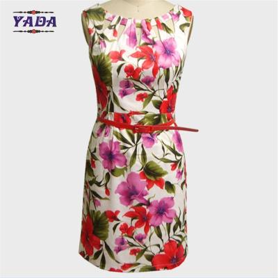 China Elegant fashion neck floral printed bodycon shirt dresses classic casual ladies dress names with low price for sale