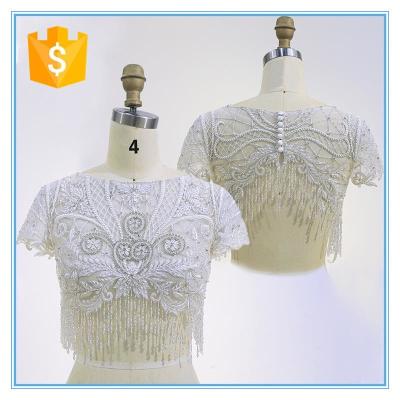 China Mujer corta estilo elegante bordado de bodas con perlas top blusa de dama y top para la venta en venta