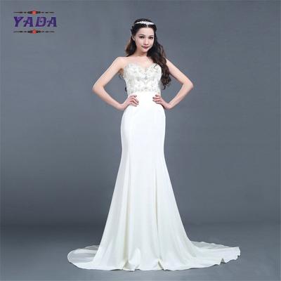 China Querida satinado bordado à mão vestidos de contas cor elegante vestido de noiva de casamento à venda