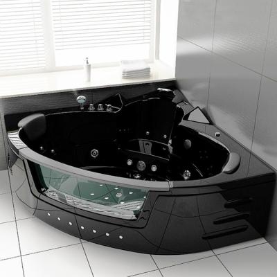 China Bath Factory Single Skirt Lover Luxury Black Whirlpool Massage Bathtub With Bubble Glass Ozone Indoor for sale