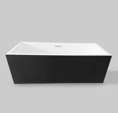 China Skirted Side Three Black Free Standing Bathtub With White Whirlpool Massage Black Mix Colors for sale