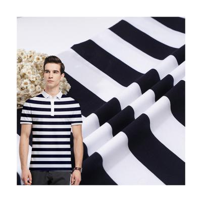 China Comfortable Black Stripe Fabric Mercerized Cotton Skin Friendly Texture for sale