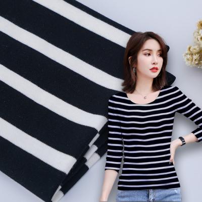 China 21S Organic Ribbed Cotton Fabric , 1*1 Striped Cotton Interlock Material for sale