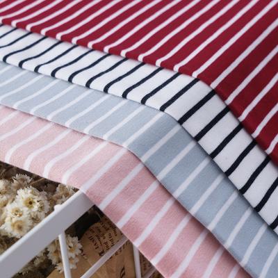 China Soft Striped Material Fabric 140gsm T-Shirt Lycra Cotton Yarn Dyed Cloth for sale