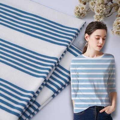 China Smooth Striped Cotton Fabric 225gsm Leisure Wear Soft Material Texture for sale