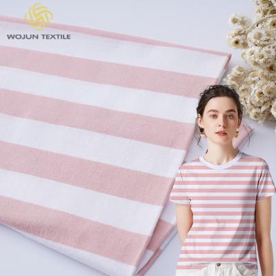 Chine Tissu en coton lisse et pur, jersey respirant, absorbant et rayé, pour t-shirt à vendre