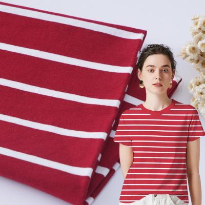 Κίνα Breathable Red Striped Cotton Fabric For Tracksuit Moisture Absorbent προς πώληση