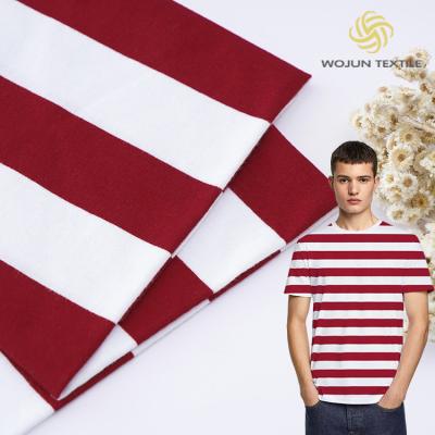 China High-End Fabric Breathable And Pure Cotton Comfortable Striped Cotton Fabric For T-Shirt for sale