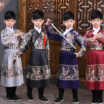 China Children Tang Suit Performance Outfits Samurai Knight Party Cosplay Dailay Traditional Chinese Style Hanfu Kids Boy Coat Guard Costume Outfits for sale