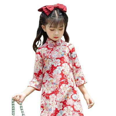 China Women Cheongsam Dress High Quality Competitive Price Daily Wear 90-150cm Printed Cotton Girls Qipao Cheongsam for sale