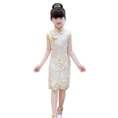 China Women Cheongsam Dress Factory Supply 100-160cm Daily Wear Printed Polyester Kids Babies Qipao Cheongsam for sale