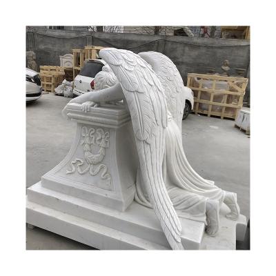 China Western Hot Sale Customized Marble Beautiful Angel Sculpture Statue Western Crying Colors Cemetery Decoration for sale