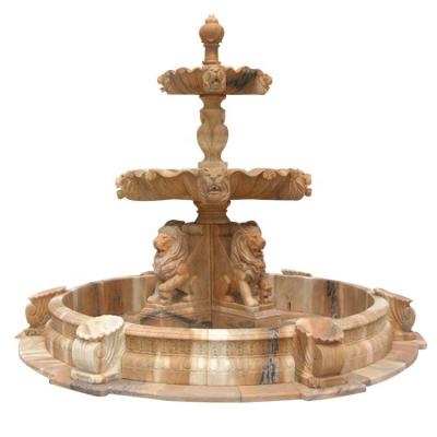 China Modern Stone Carving Large Courtyard Fountain Villa Water Bowl Outdoor Yellow Rust Stone European Indoor And Outdoor Landscape With A for sale