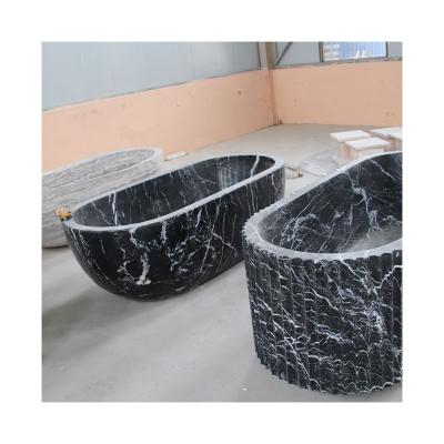 China Free Bottom Price Customized Size Natural Stone Marble Soaking Bathtub With Armrests for sale