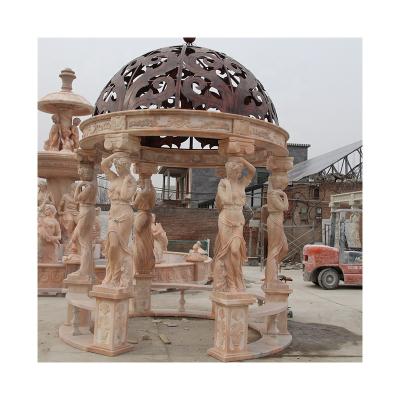 China Western Hot Products Customized Colors House Decoration Marble Pavilion Gazebo Western Fine Marble Gazebo for sale