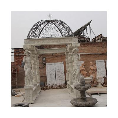 China Hot Selling Western Customized Colors Garden Decoration Marble Gazebo Western Garden Marble Gazebo for sale