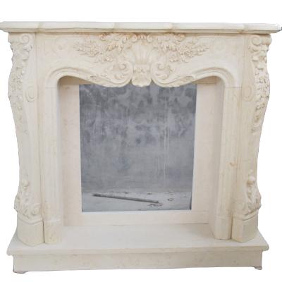 China French Decorative Hand Carved Fashion Fireplace Indoor Natural Marble Natural Stone Mental Marble Fireplace for sale