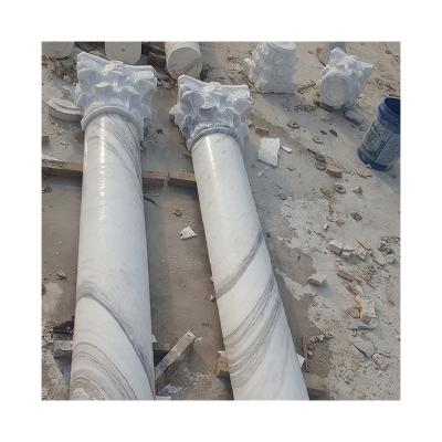 China Good quality solid custom size villa solid marble pillars design traditional round marble pillar design for sale