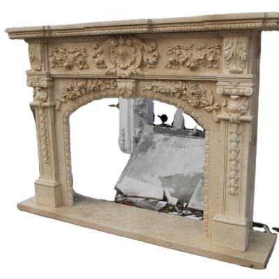 China Modern Simple Western Europe Hand Carved Marble Pickup Mantel Shelf For Fireplace for sale