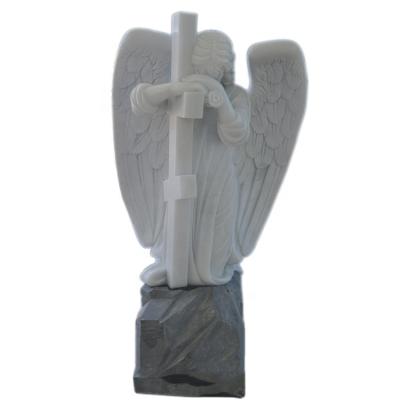 China Europe Natural Stone Carving European Western Characters Angle Marble Crying Headstone For Cemetery for sale