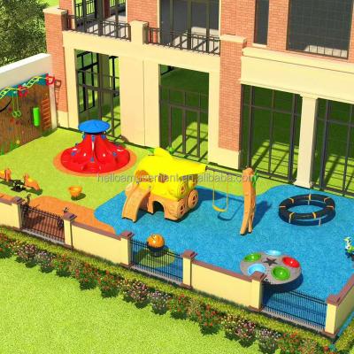 China Eco-Friendly Kids Slide Swing Carousel Kids Sports Kindergarten Spinning Playground For Outdoor for sale