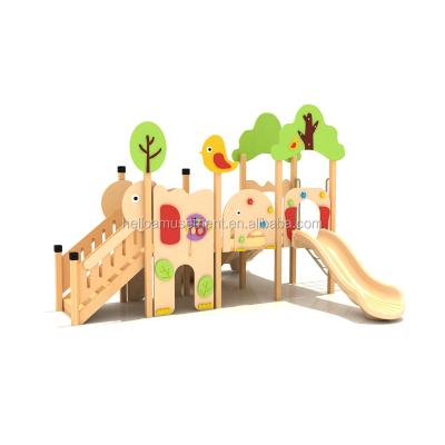 China Eco-Friendly Community Kindergarten Slides Kids Wooden Playsets For Indoor Outdoor for sale