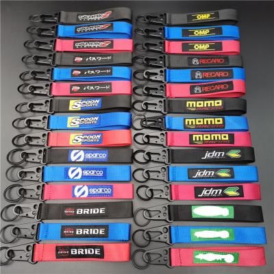 China Custom Wholesale Nylon Woven Nylon Auto Refit Brand Key Chain Label Emblem Key Ring Buckle Strap Decoration Gift Other Car Accessories for sale