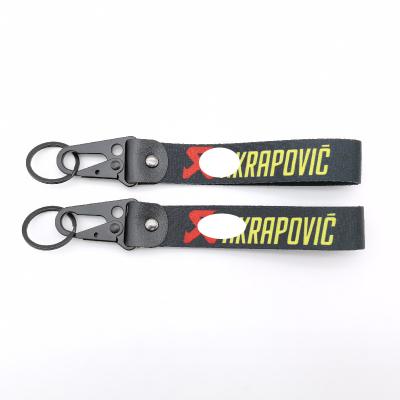 China Custom Wholesale Nylon Thermal Brand Motorcycle Nylon Key Chain Transfer Emblem Keychain Buckle Refit Gift For Akrapovic Accessories for sale