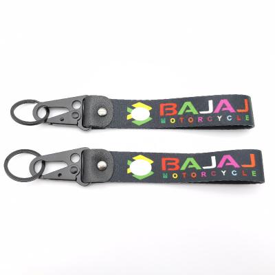 China Custom Wholesale Nylon Thermal Emblem Logo Keyring Buckle Refit Gift Motorcycle Nylon Brand Key Chain Transfer For Bajaj Accessories for sale