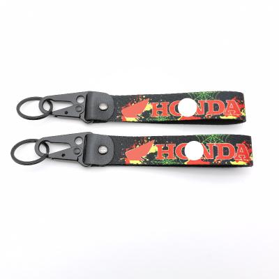 China Custom Wholesale Nylon Thermal Brand Motorcycle Nylon Brand Key Chain Transfer Emblem Key Ring Buckle Refit Gift For Honda Moto Accessories for sale