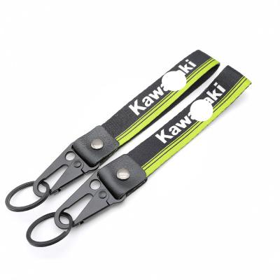 China Custom Wholesale Nylon Thermal Brand Motorcycle Nylon Key Chain Transfer Emblem Keychain Buckle Refit Gift For Kawasaki Accessories for sale