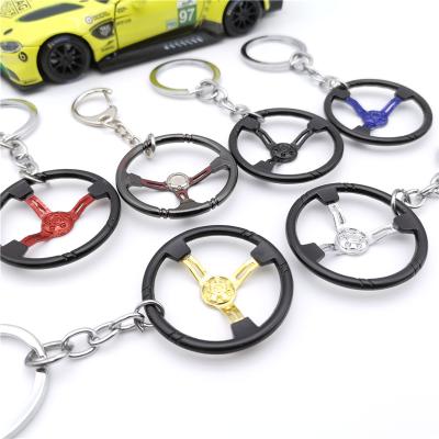 China Steering Wheel Nylon Auto Parts Model Keychain Metal Factory Wholesale Custom Gift For BMW Toyota Ford Tesla Jeep Jdm Car Accessories for sale