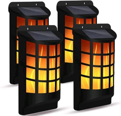 China Lattice Design Solar Wall Mounted Night Light Outdoor Waterproof Flame Flashing Solar Light For Yard Access for sale