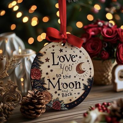 China Home Decoration New Design Moon Pattern Valentine's Day Wooden Wreath Sign Party Decoration Wood Wreath Sign for sale