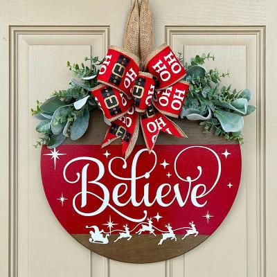 China Christamas Home Decoration New Style Halloween Sign Wreaths Christmas Wall Decoration Wood Party Wall Front Door Sign Wreaths for sale