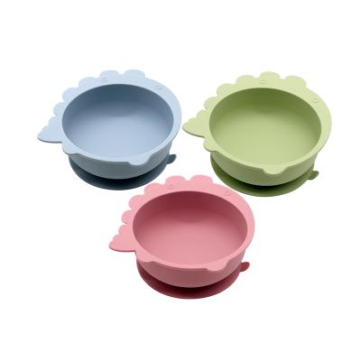 China BPA Free Food Grade Silicone Feeding Supplies Baby Tableware Suction Bowls Children Toddler Dinosaur Baby Bowl for sale