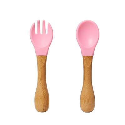 China BPA Free Silicone Bamboo Free Bamboo Food Grade Spoon Baby Spoon And Fork Set Bamboo for sale