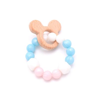 China Wholesale Soft Silicone Sensory Beach Food Grade Toy Wooden Organic Teether Baby Teether for sale