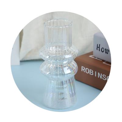 China China Decorative Clear Glass Vase Flower Design Cheap Wholesale Minimalist Centerpiece Clear Glass Vase for sale