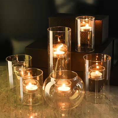 China New Design Home Glass Candle Holder Romantic Decoration Moon Shape Glass Candle for Wedding and Home for sale