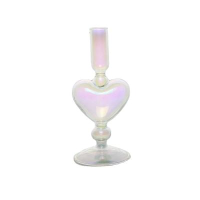 China 2022 Hot Selling Home Decoration Glass Candle Holder Decorations Moon Shape Glass Candle Cylinder Glass Holders for sale