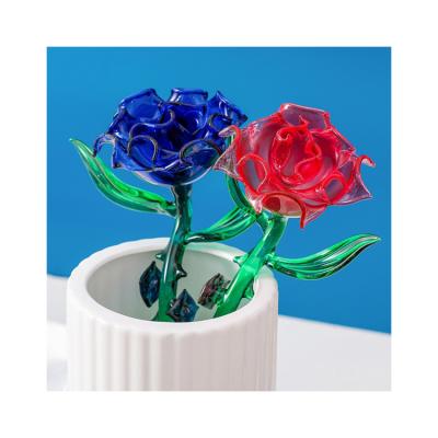 China 2022 Minimalist Crystal Glass Roses Glass Roses Innovative Products with a Gift Box for sale