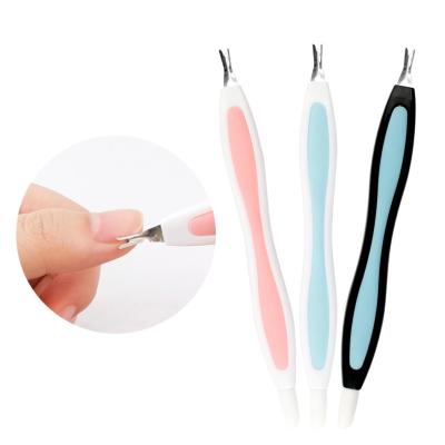 China Professional Nail Cuticle Toe Nail Care Factory Wholesale Dead Skin Fork Nail Care Cuticle Pusher Double Sided Fork for sale