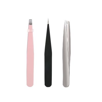 China Anti-static Black Sharp Slanted Flat Eyebrow Tweezers Eyebrow Tweezers Eyelash Tweezers for sale