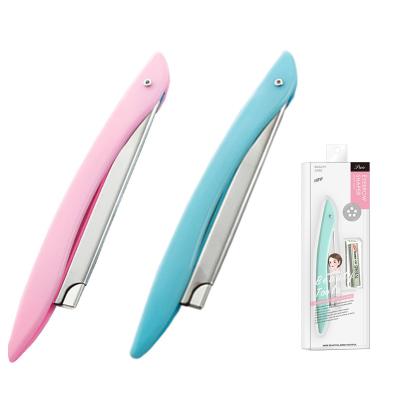 China Balance Eyebrow Eyebrow Razor Knife Sharp Plastics Handle Eyebrow Trimmer Cosmetics Tools With 10 Blades for sale