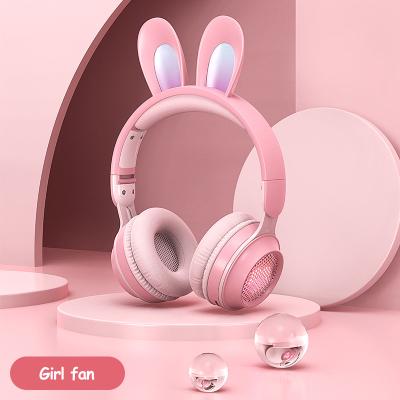 China Rabbit Ears Wireless Headphones RGB Headset With Mic Cute Girls Music Sports Earbuds For Kids Gamer Headset for sale